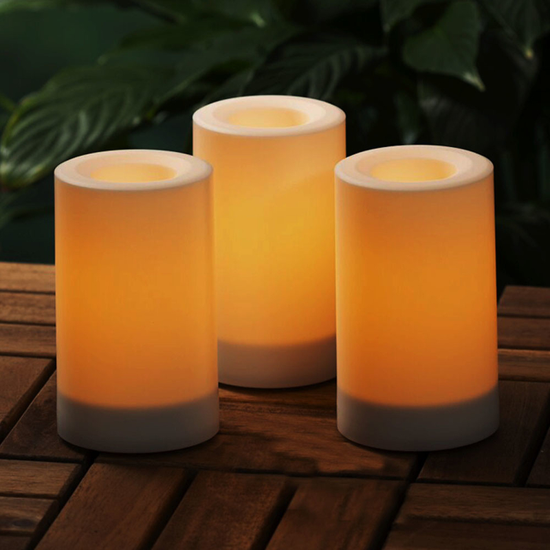 LED Home Decorative Ornaments 3 Pieces Ivory Plastic Flameless Candles For Wedding