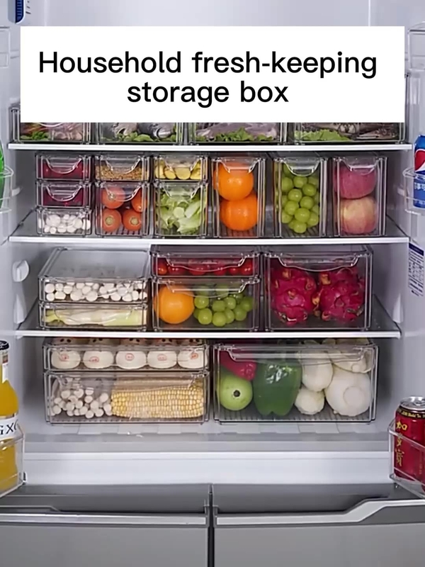 PET Freezer Food Storage Stackable Plastic Storage Box 30*30*14cm