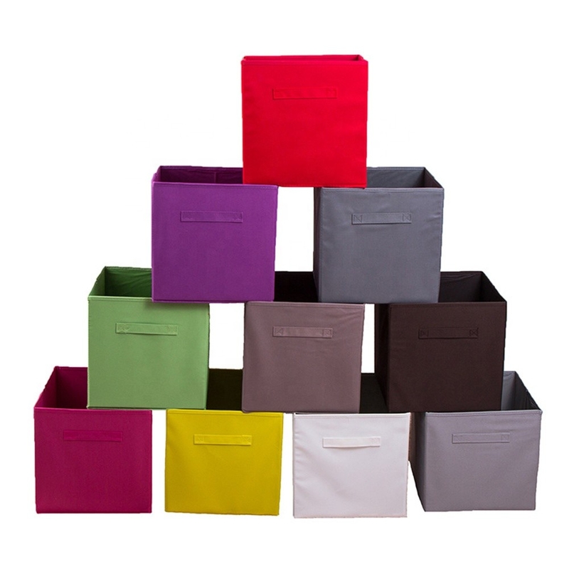 Foldable Breathable Fabric Non Woven Storage Cube Open Top 27*27*28cm