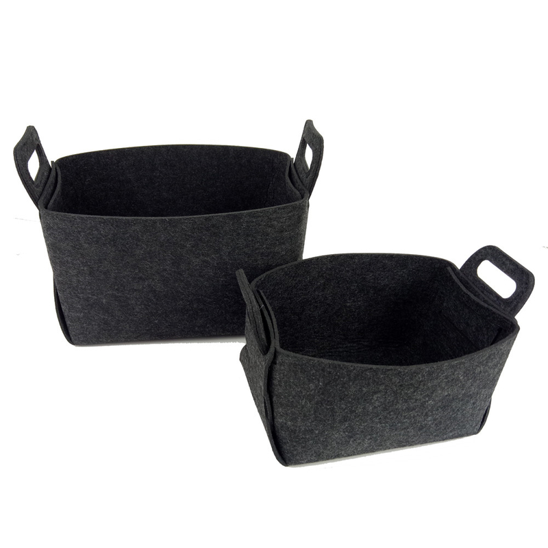 Dark Grey Reusable Felt Storage Basket Folding Bin 14*12*10inch