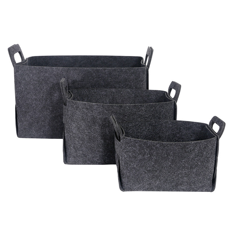 Dark Grey Reusable Felt Storage Basket Folding Bin 14*12*10inch