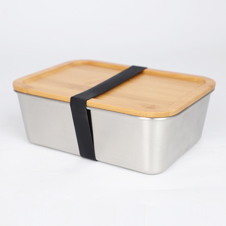 SS304 Bamboo Kitchen Storage Food Container 400ML 800ML 1500ML