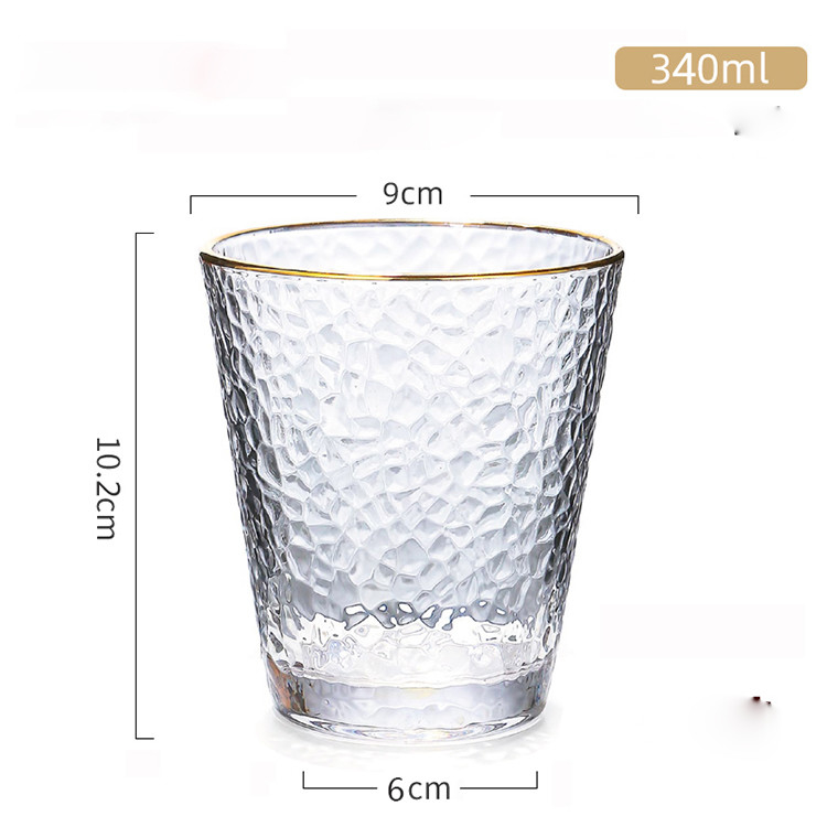 300ml 320cm 400ml Gold Rim Drinking Water Glasses Crystal Lead Free