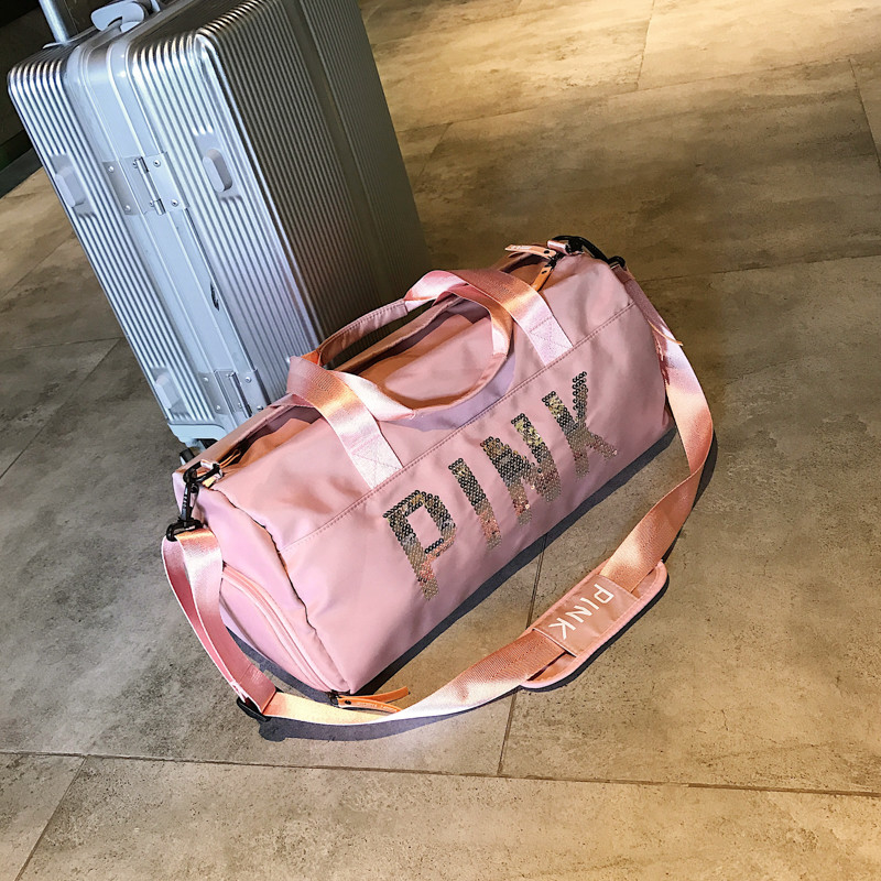 Polyester Waterproof Yoga Travel Pink Gym Bag 48*20*23cm