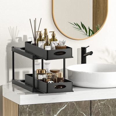 2 Pack Bathroom Shelf Organizer Rack Under Sink 2 Tier