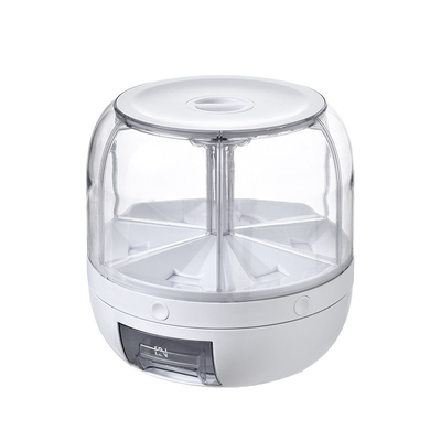 3L 6 Grid Dry Food Storage Container Rice And Grain Rotating Food Dispenser