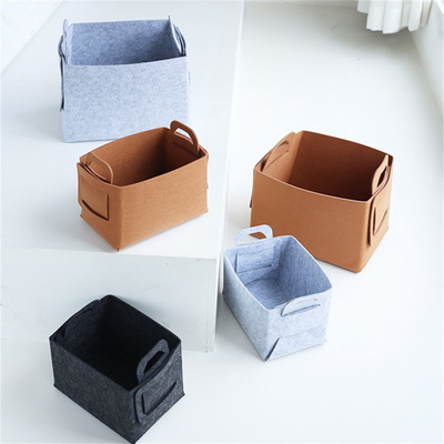 Household Large Foldable 12mm Felt Storage Basket With Handle