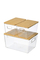 Pet 11in X 6in Anti Bacteria Clear Plastic Storage Bin With Natural Bamboo Lids