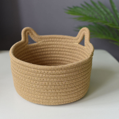 99.99% Cotton Thread Basket Woven Rattan Cat Ear Round