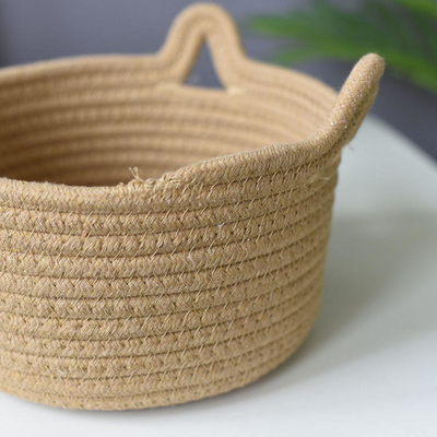 99.99% Cotton Thread Basket Woven Rattan Cat Ear Round