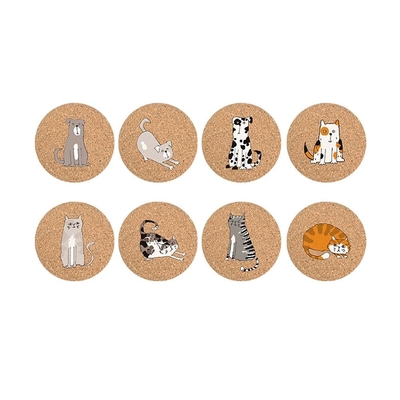 Beer Custom Soft Wood OEM Blank Cork Coaster Drink With Holder Set