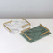Honed Marble Rectangular Tray With Gold Metal Handle