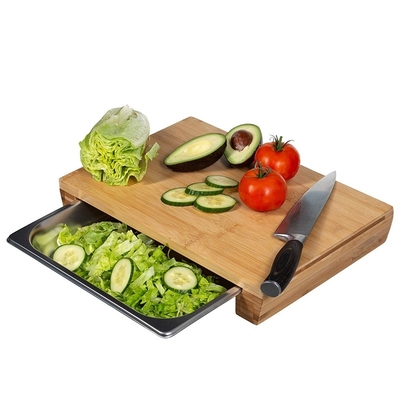 Kitchen bamboo cutting board set Cutting board set with stainless steel tray