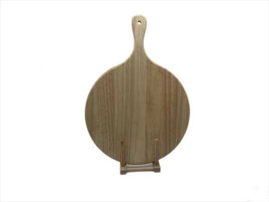 Round Rubber Wood Pizza Cutting Board With Customization Handle