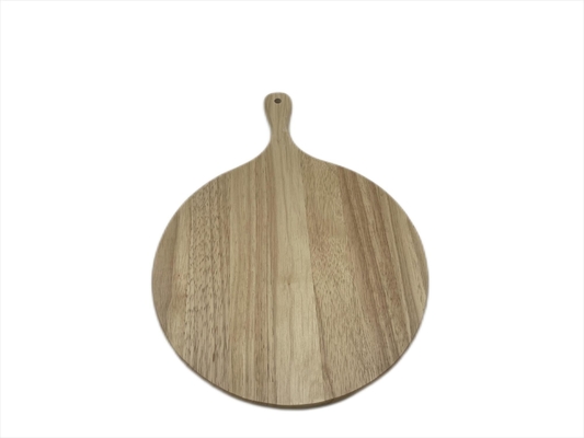 Round Rubber Wood Pizza Cutting Board With Customization Handle