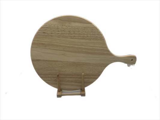 Round Rubber Wood Pizza Cutting Board With Customization Handle