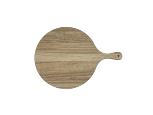 Round Rubber Wood Pizza Cutting Board With Customization Handle