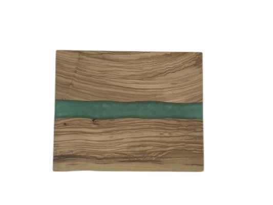 Natural Handcrafted Design 2cm Olive Wood Serving Board With Resin