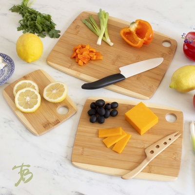 Household wood cutting board with holes hanging 3PCS Set