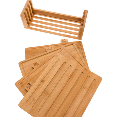 Index Bamboo Cutting Board Small Set With Holder Set Of 4 Small Tray