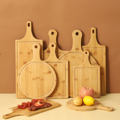 15x1.2cm Round Kitchenaid Bamboo Butcher Block Cutting Board Pizza Tray With Handle