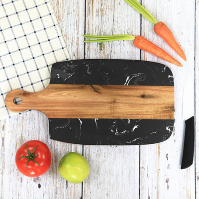 Acacia marble and wood chopping cutting board blocks with handle