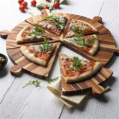 Acacia Wood Pizza Peel Serving Tray Cutting Board With Handles