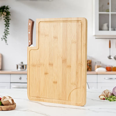 Extra Large Organic Bamboo Butcher Block Cutting Board With Knife Holder And Groove