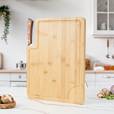 Extra Large Organic Bamboo Butcher Block Cutting Board With Knife Holder And Groove