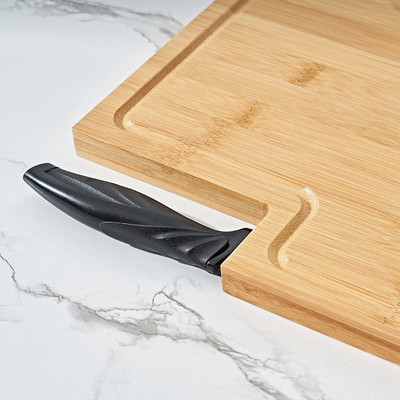 Extra Large Organic Bamboo Butcher Block Cutting Board With Knife Holder And Groove