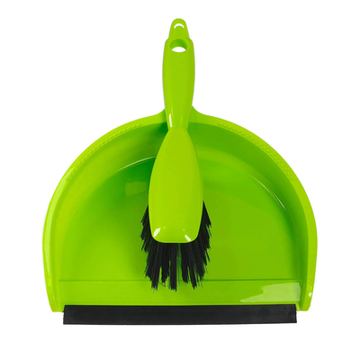 Green Plastic Household Cleaning Hand Broom And Dustpan Set With Brush