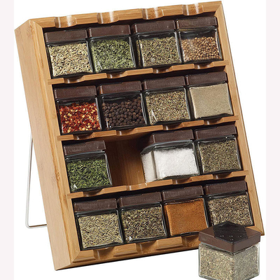 Kitchen Bamboo Spice Rack Storage Organizer Detached Wall Mounted