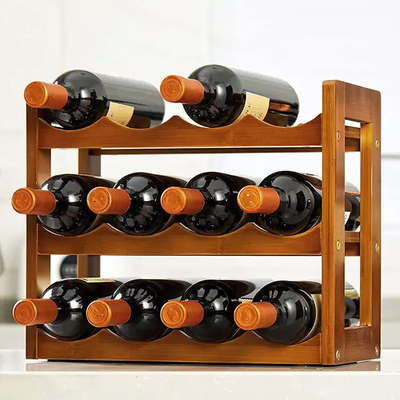 3 Tier Bamboo Display Rack Water Bottle And Wine Freestanding Holder