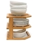 3 Tier Drainer Drying Wooden Dish Rack For Plate Bamboo Kitchen Corner Organizer Shelf