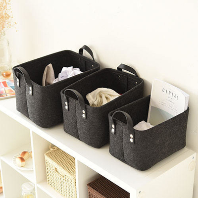 Modern Rectangular Felt Storage Containers In Gray And Black Organize With Style