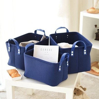 Modern Rectangular Felt Storage Containers In Gray And Black Organize With Style