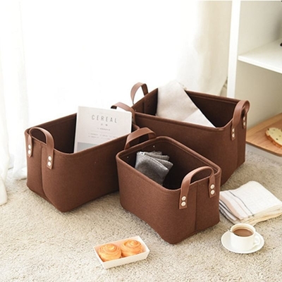 Modern Rectangular Felt Storage Containers In Gray And Black Organize With Style