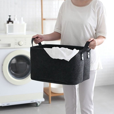 Modern Rectangular Felt Storage Containers In Gray And Black Organize With Style