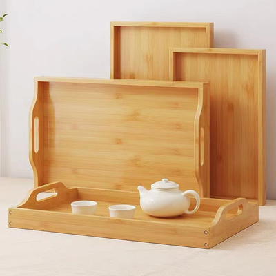 Bamboo set of 3 Large Serving Tray for Coffee Food Breakfast Dinner