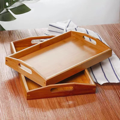 Bamboo set of 3 Large Serving Tray for Coffee Food Breakfast Dinner
