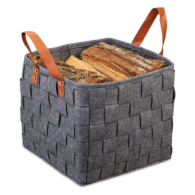 Recycle Polyester Felt Storage Basket With Handles 19.1oz